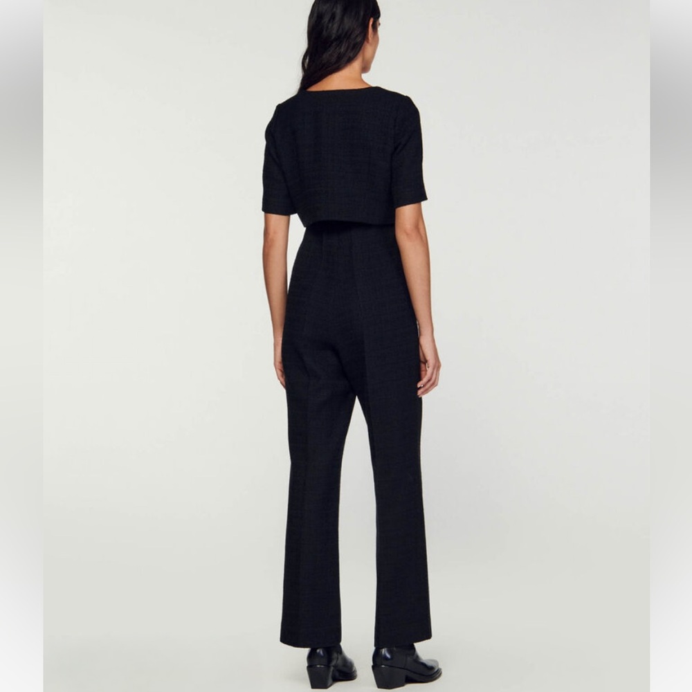 SANDRO | Tweed Trouser Jumpsuit Sz FR 40 (US 8) - Picture 2 of 8